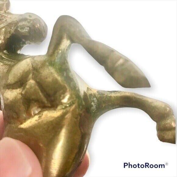 100% Solid Brass Vintage Unicorn 4.5 Inch Figure Statue Paperweight With Tarnish - Picture 7 of 11